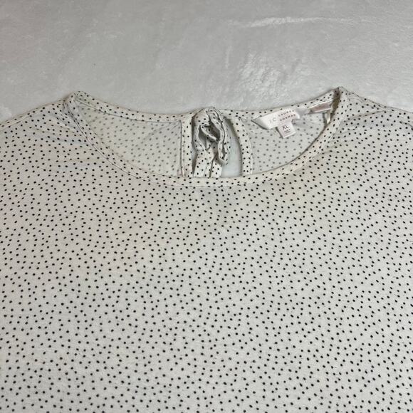 LC Lauren Conrad Crewneck Polka Dot Top Size X-Large Casual Preppy Girly - Picture 3 of 10